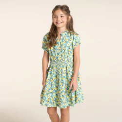 Robe fluide motif fleuri vert Fille