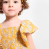 Robe en coton fantaisie smokée jaune bébé fille