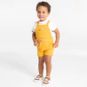 Salopette courte et t-shirt jaune bébé garçon