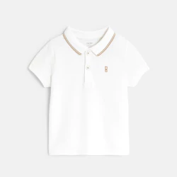 Polo maille piquée uni blanc bébé garçon