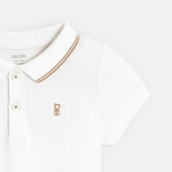 Polo maille piquée uni blanc bébé garçon