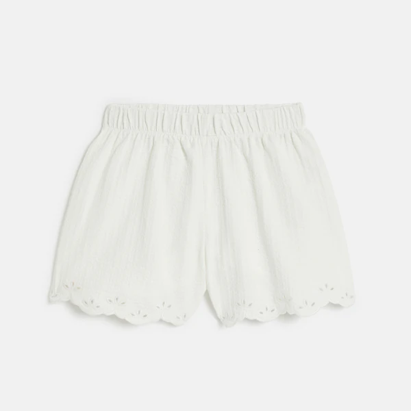 Short en jersey fantaisie blanc Fille