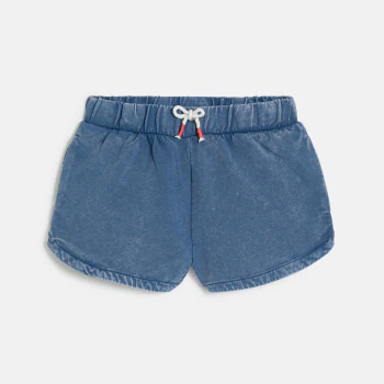 Short en molleton délavé bleu Fille