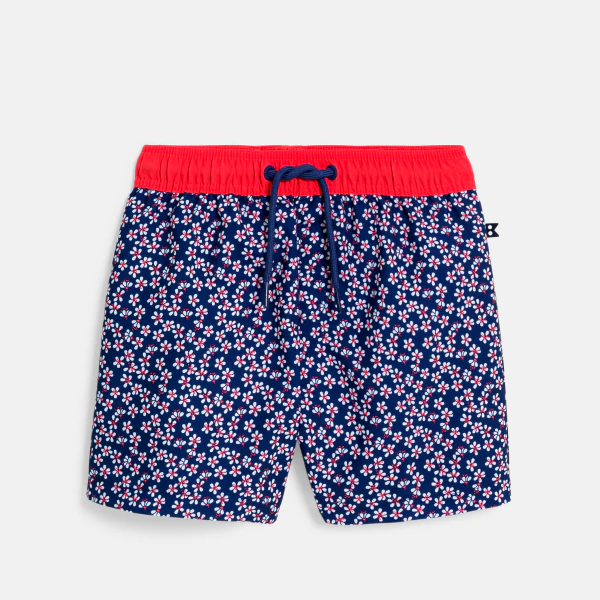 Short de bain imprimé fleuri bleu Garçon