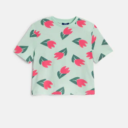 T-shirt court motif tulipe...