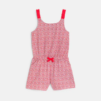 Combishort imprimé en jersey rouge fille