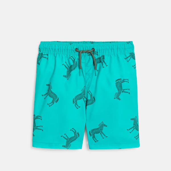 Short de bain imprimé zèbre bleu Garçon