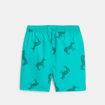 Short de bain imprimé zèbre bleu Garçon