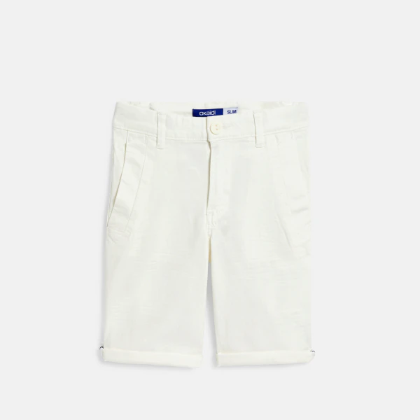 Bermuda slim en toile unie blanc garçon