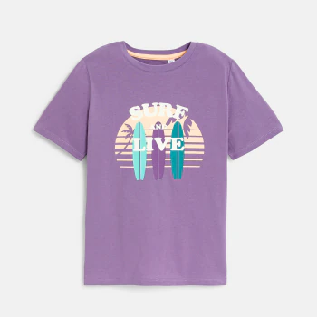 T-shirt manches courtes à motif surf violet Garçon