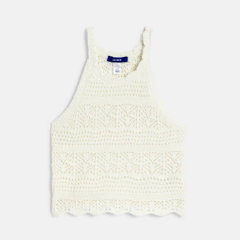 Débardeur en crochet blanc cassé Fille