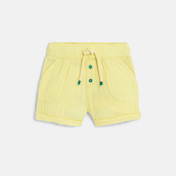 Short coton léger gaufré jaune bébé garçon