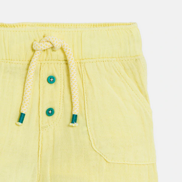 Short coton léger gaufré jaune bébé garçon