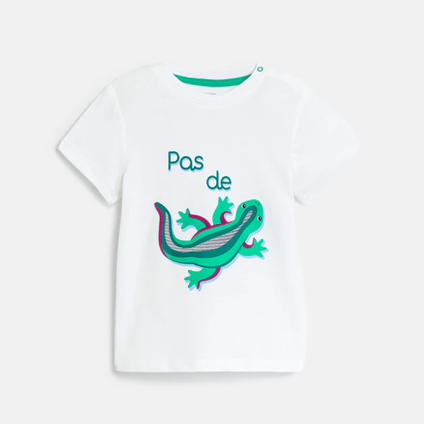 T-shirt lézard blanc bébé garçon