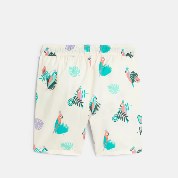 Short de bain imprimé oiseau blanc Garçon