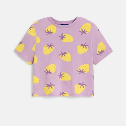 T-shirt court motif fraise...