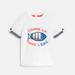 T-shirt poisson blanc bébé garçon