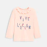 T-shirt anti UV col volanté rose bébé fille