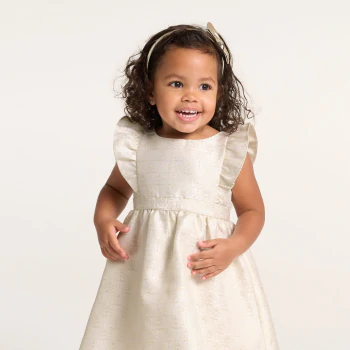 Robe chic irisée à manches volantées beige bébé fille