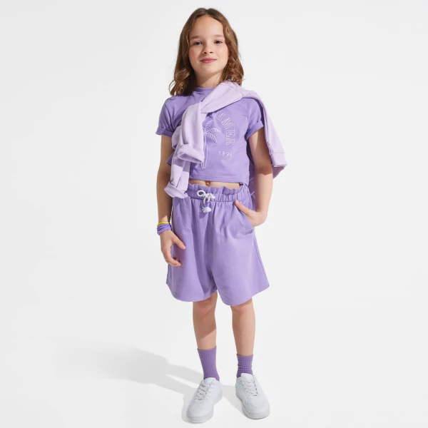 Bermuda en jersey uni mauve Fille