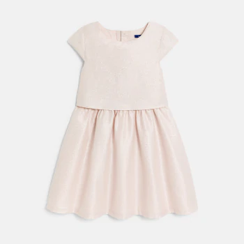 Robe chic en coton et lin irisé rose nude Fille