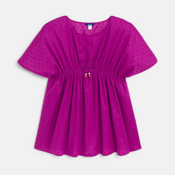 Robe de plage unie coloris violet Fille