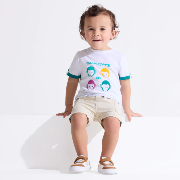 T-shirt singe blanc bébé garçon