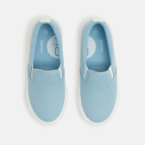 Baskets toile slip on bleu garçon