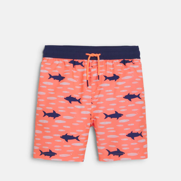 Short de bain imprimé requins orange Garçon