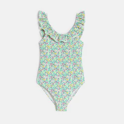 Maillot de bain 1 pièce imprimé vert Fille