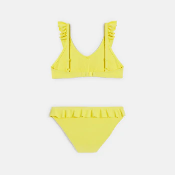 Maillot de bain 2 pièces à volants jaune Fille