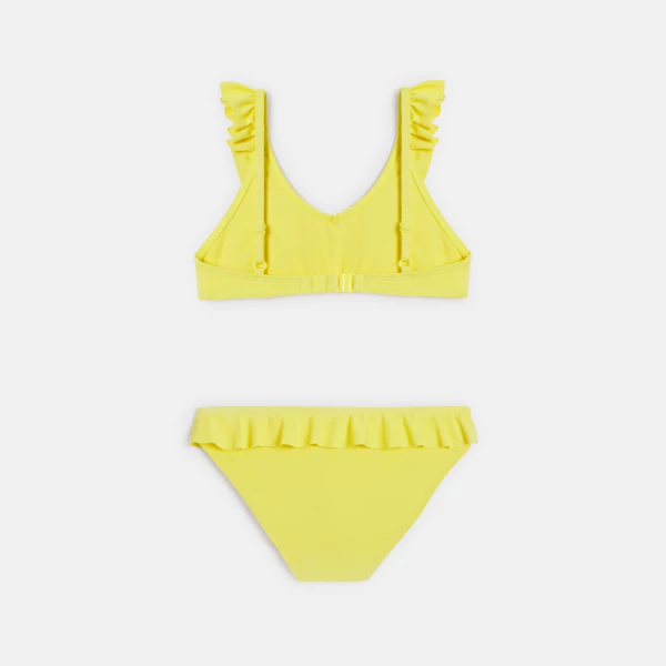 Maillot de bain 2 pièces à volants jaune Fille