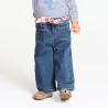 Pantalon large en jean ceinture fleurie denim bleu bébé fille