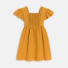 Robe à plastron brodé jaune Fille