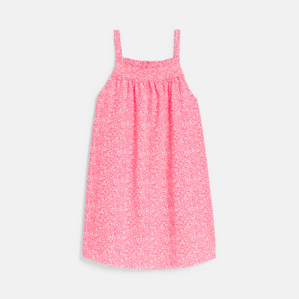 Robe à bretelles en jersey rose Fille