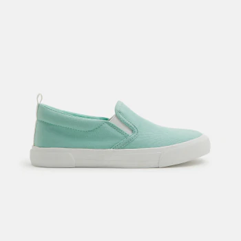 Baskets toile slip on vert garçon