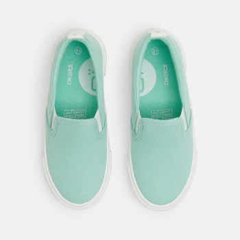 Baskets toile slip on vert garçon