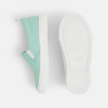 Baskets toile slip on vert garçon