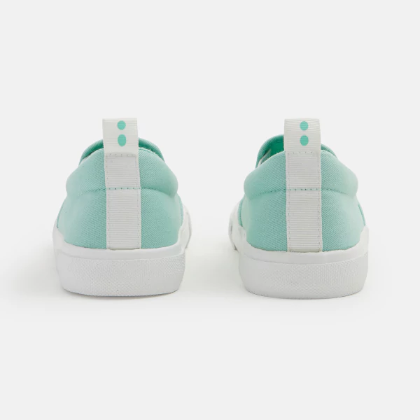 Baskets toile slip on vert garçon