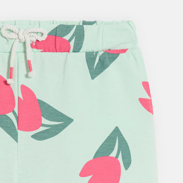 Short en molleton motif tulipe vert Fille