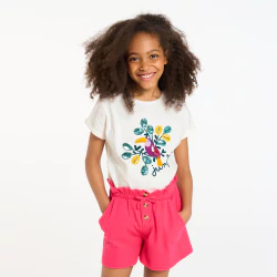 T-shirt motif toucan blanc Fille