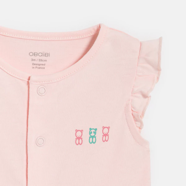 Combi courte volantée rose bébé fille (lot de 2)