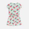 Robe t-shirt en jersey motif tulipe vert Fille