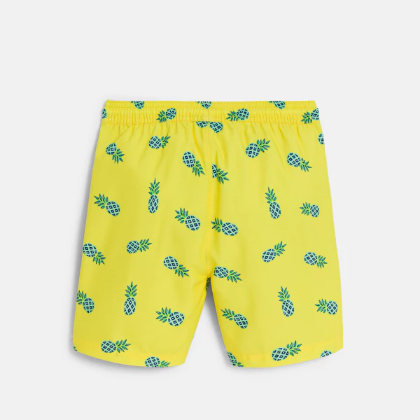 Short de bain imprimé ananas jaune Garçon