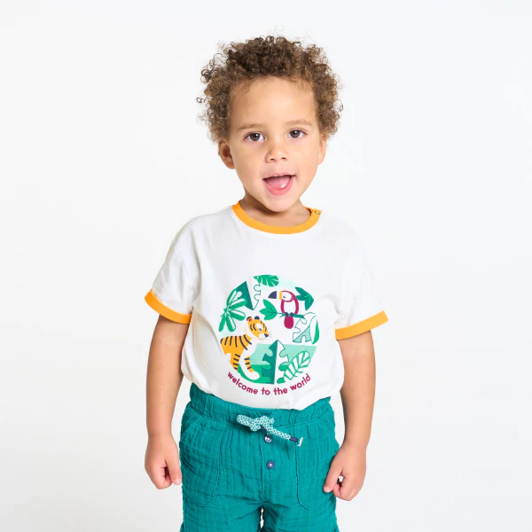 T-shirt animaux blanc bébé garçon