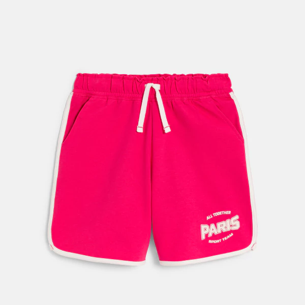 Short en molleton rose fuchsia Fille