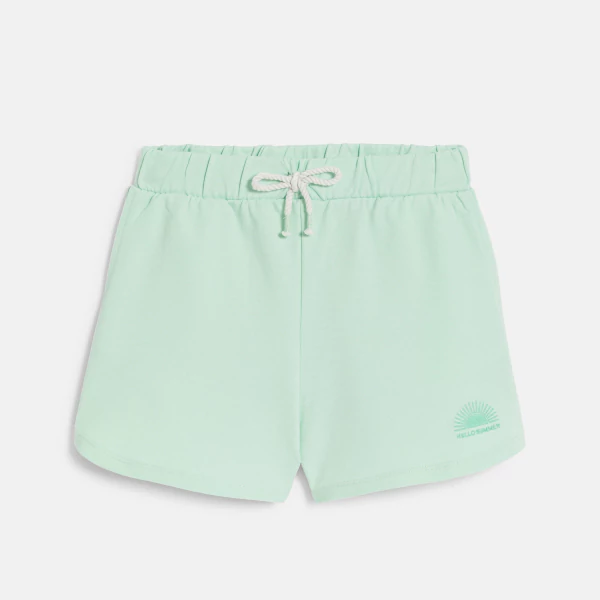 Short en molleton uni vert Fille