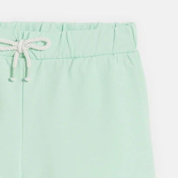 Short en molleton uni vert Fille