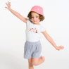 Tee-shirt animaux blanc et short seersucker bleu bébé fille