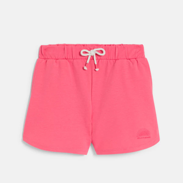 Short en molleton uni rose Fille